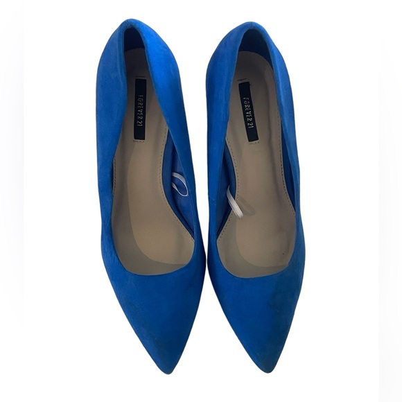 Royal Blue Suede Heels Size 7.5 Pumps Forever21 - Picture 2 of 4